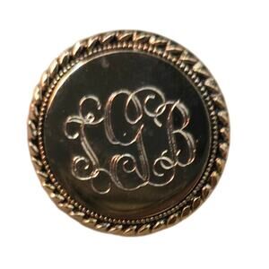 Vintage Polished Brass Initials Pin Collectible